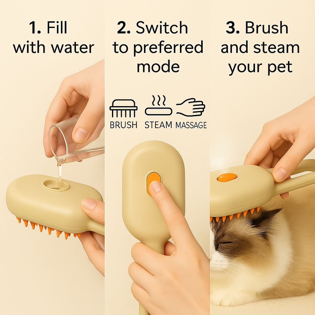 Brizae - SteamClean Pet Brush
